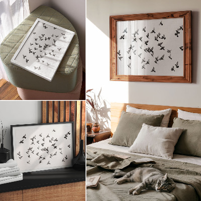 Poster para a sala Pássaros em voo: elegantes harmonias em preto e branco.
