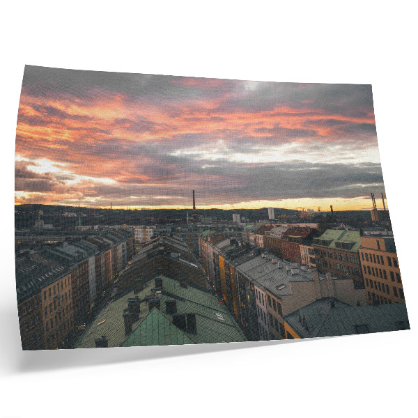 Poster Pôr do sol sobre a cidade, panorama colorido