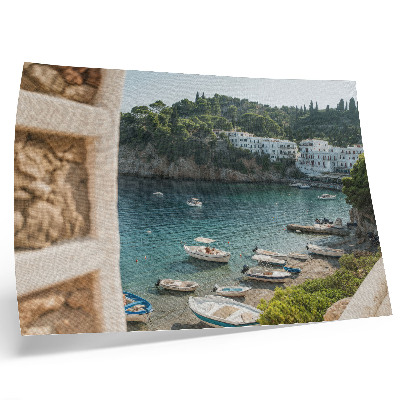 Poster em tela Baía dos barcos Colinas mediterrâneas
