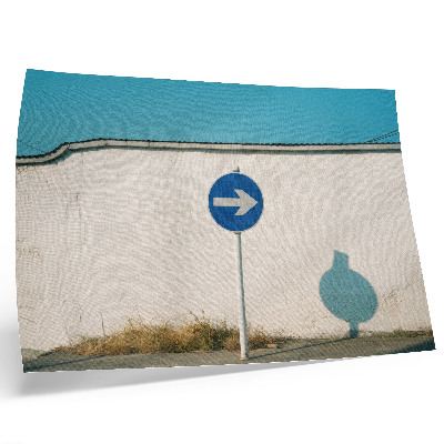 Poster mural Uma placa minimalista contra uma parede branca.