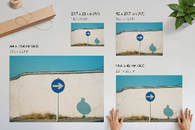 Poster mural Uma placa minimalista contra uma parede branca.