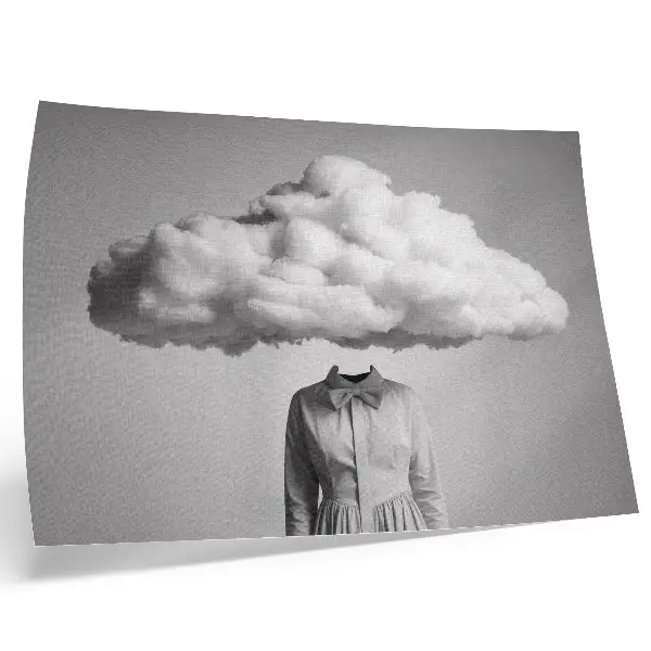 Poster para sala com arte minimalista surrealista de nuvem branca