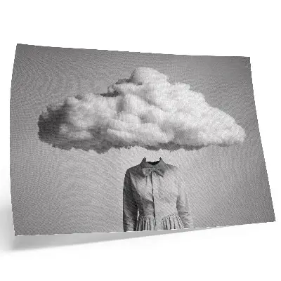 Poster para sala com arte minimalista surrealista de nuvem branca