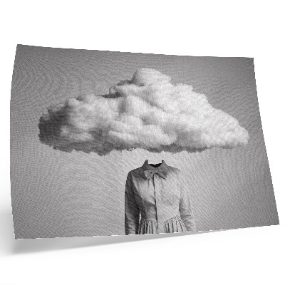 Poster para a sala minimalismo surrealista, motivo nuvem branca