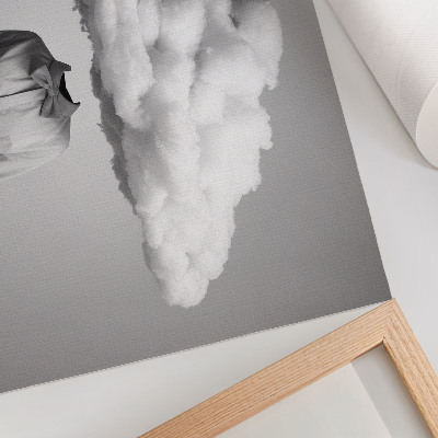 Poster para a sala minimalismo surrealista, motivo nuvem branca