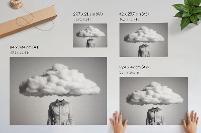 Poster para a sala minimalismo surrealista, motivo nuvem branca