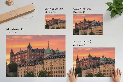 Poster para sala pôr do sol com atmosfera histórica e edifícios encantadores