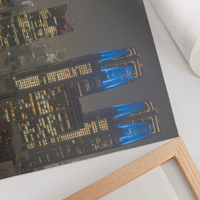 Poster mural Arranha-céus iluminavam a cidade noturna, edifícios modernos.
