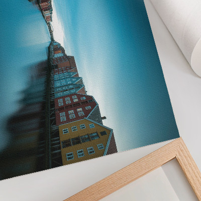 Poster em tela Casas coloridas refletidas no rio, atmosfera escandinava