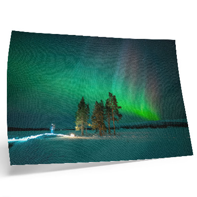 Poster para a sala A magia da aurora boreal, cores deslumbrantes e uma atmosfera tranquila.