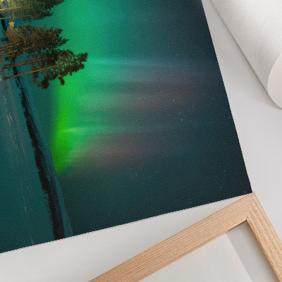 Poster para a sala A magia da aurora boreal, cores deslumbrantes e uma atmosfera tranquila.