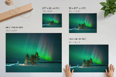 Poster para a sala A magia da aurora boreal, cores deslumbrantes e uma atmosfera tranquila.