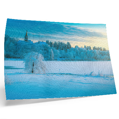 Poster para a sala Paisagem de inverno, calma, céu, lago, árvores