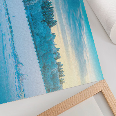 Poster para a sala Paisagem de inverno, calma, céu, lago, árvores