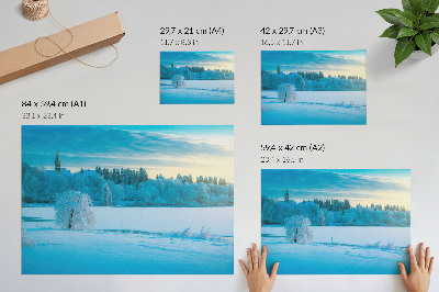 Poster para a sala Paisagem de inverno, calma, céu, lago, árvores