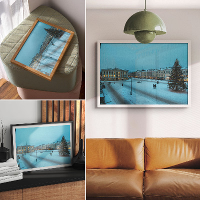 Poster Paisagem de inverno, arquitetura clássica, atmosfera natalina