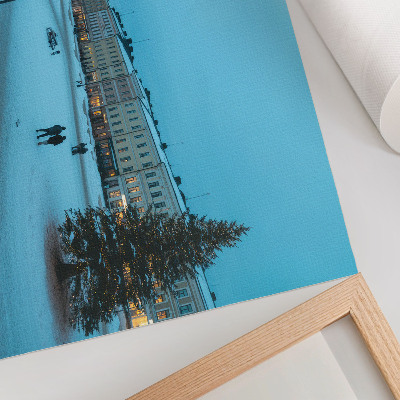 Poster Paisagem de inverno, arquitetura clássica, atmosfera natalina