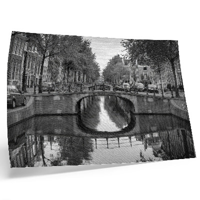 Poster mural Pontes em preto e branco e espaço urbano com canais