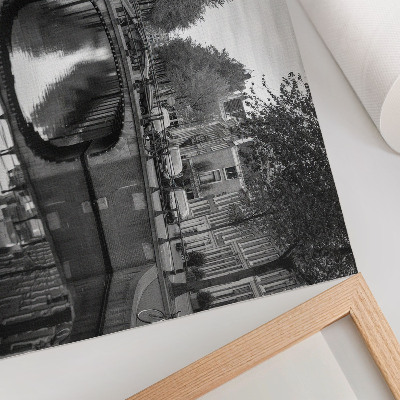 Poster mural Pontes em preto e branco e espaço urbano com canais