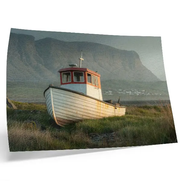 Poster panorâmico de paisagem montanhosa nostálgica para sala com clima nostálgico
