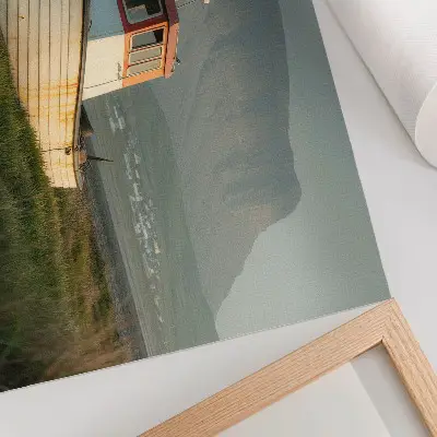 Poster panorâmico de paisagem montanhosa nostálgica para sala com clima nostálgico