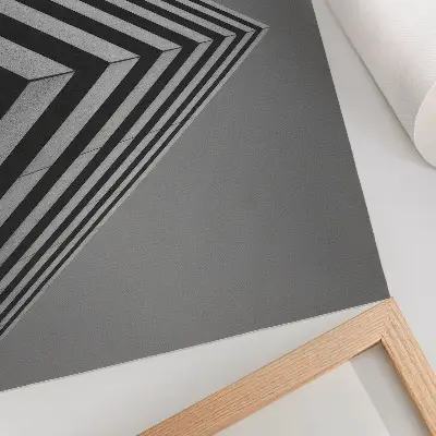 Poster em tela com estampa de simetria, linhas e composição dinâmica em monocromatismo