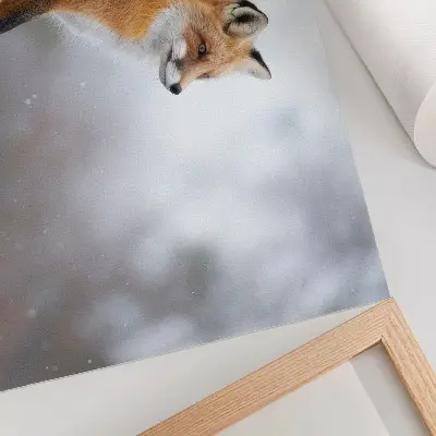 Poster para sala Raposa em paisagem invernal arte com serena paz da natureza