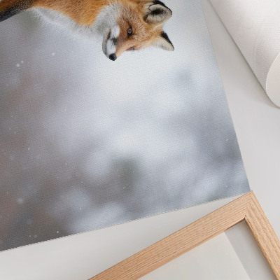 Poster para a sala Raposa na paisagem invernal, serena paz da natureza
