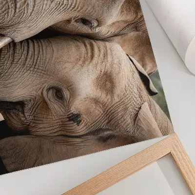 Poster para sala dois elefantes grandes em tons quentes