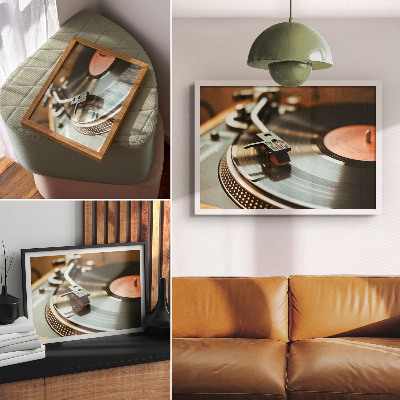 Poster mural Gramofone com atmosfera musical vintage nostálgica