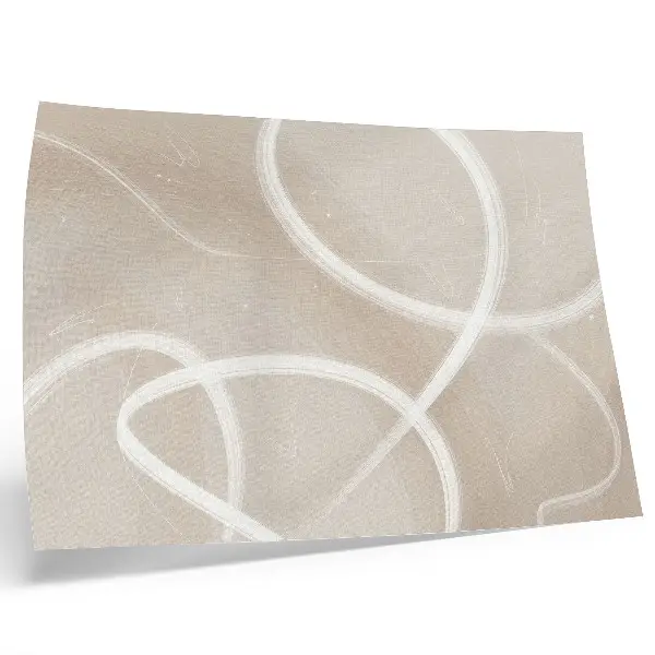 Poster para sala ondas sutis em tons de bege com linhas delicadas