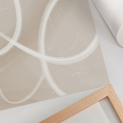 Poster para a sala Ondas sutis em tons de bege e linhas delicadas.
