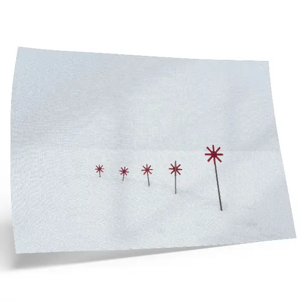 Poster mural minimalista de inverno com estrelas brancas e vermelhas