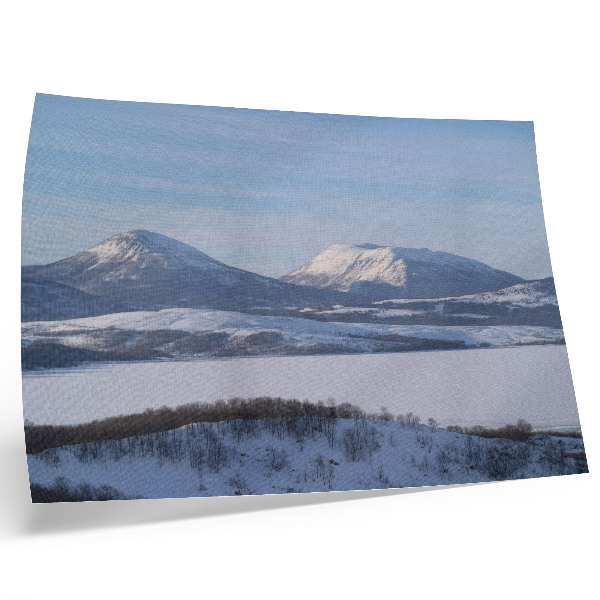 Poster mural Montanhas nevadas, paisagem de inverno, céu limpo