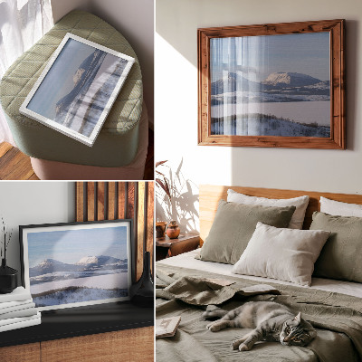 Poster mural Montanhas nevadas, paisagem de inverno, céu limpo