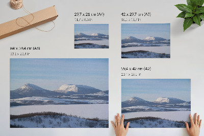 Poster mural Montanhas nevadas, paisagem de inverno, céu limpo