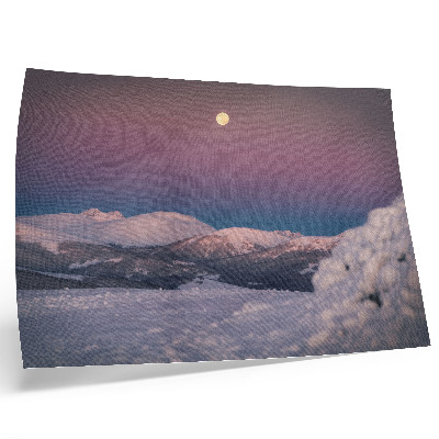 Poster para a sala montanhas nevadas lua rosa pastel