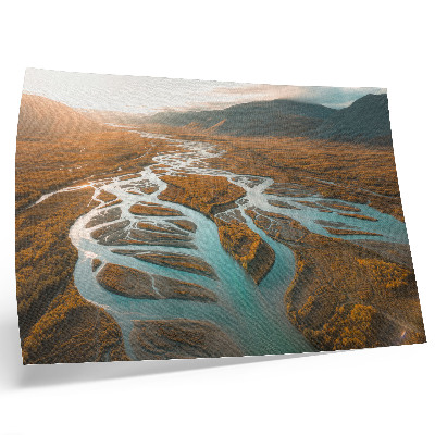 Poster Rio majestoso, colinas douradas, água turquesa