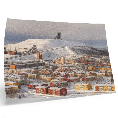 Poster para a sala Cidade de inverno com edifícios coloridos que contrastam com a neve.