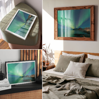 Poster mural Aurora boreal sobre o mar, uma atmosfera mágica.