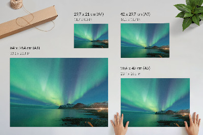 Poster mural Aurora boreal sobre o mar, uma atmosfera mágica.