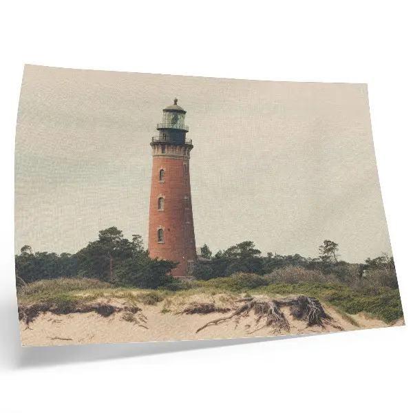 Poster para sala paisagem com farol, areia e árvores