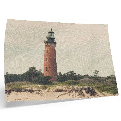 Poster para sala paisagem com farol, areia e árvores