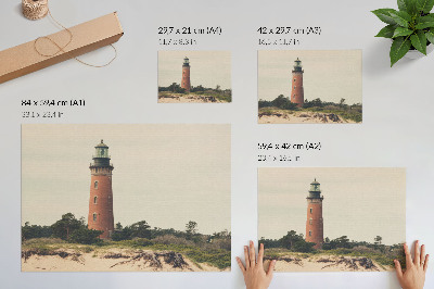Poster para a sala Farol, areia, árvores, harmonia da natureza