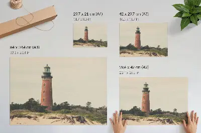 Poster para sala paisagem com farol, areia e árvores