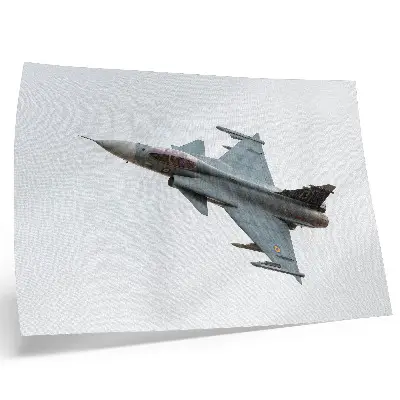 Poster mural um moderno jato de combate em pleno voo contra o céu