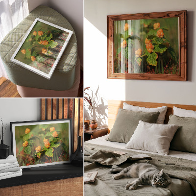 Poster mural Folhas verdes, frutos alaranjados, charme natural