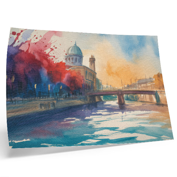 Poster para a sala Reflexos da água na cúpula da ponte da ponte urbana em aquarela