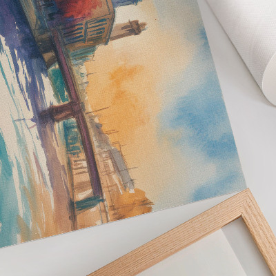 Poster para a sala Reflexos da água na cúpula da ponte da ponte urbana em aquarela