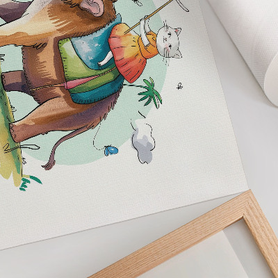 Poster mural Gato em um mamute mágico da natureza fantástica
